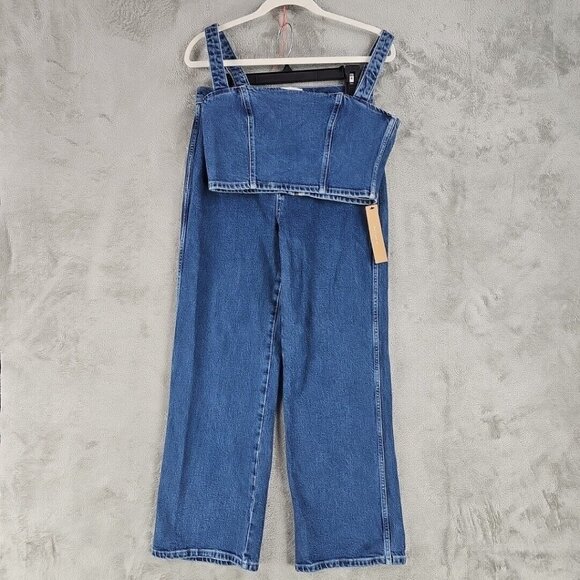 Reformation Sunny Denim Two Piece Set Womens Size 6 Blue Organic Cotton Crop NWT - Picture 4 of 16